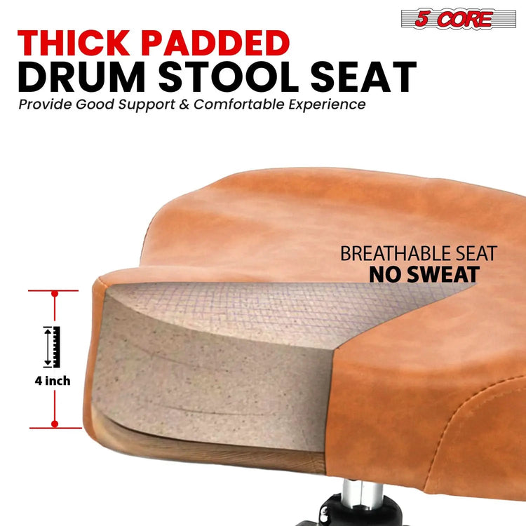 5 Core Drum Throne 4" Padded Seat w Backrest Airlift Adjustable Chair Ergonomic Drummer Stool - HONORABLE VETERANS SOLUTIONS