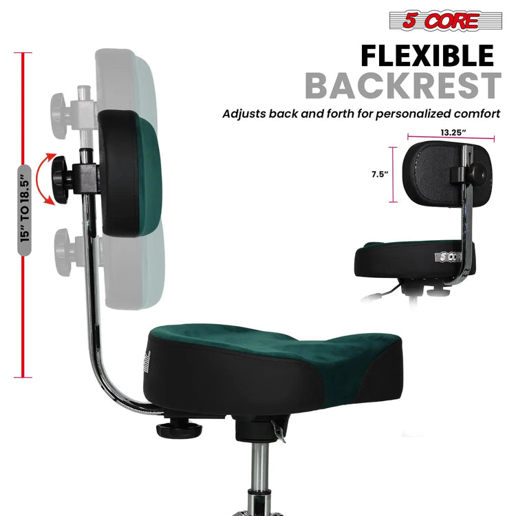 5 Core Drum Throne 4" Padded Seat w Backrest Airlift Adjustable Chair Ergonomic Drummer Stool - HONORABLE VETERANS SOLUTIONS