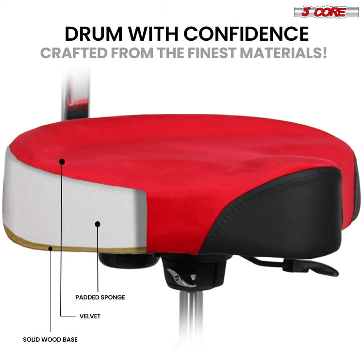 5 Core Drum Throne 4" Padded Seat w Backrest Airlift Adjustable Chair Ergonomic Drummer Stool - HONORABLE VETERANS SOLUTIONS