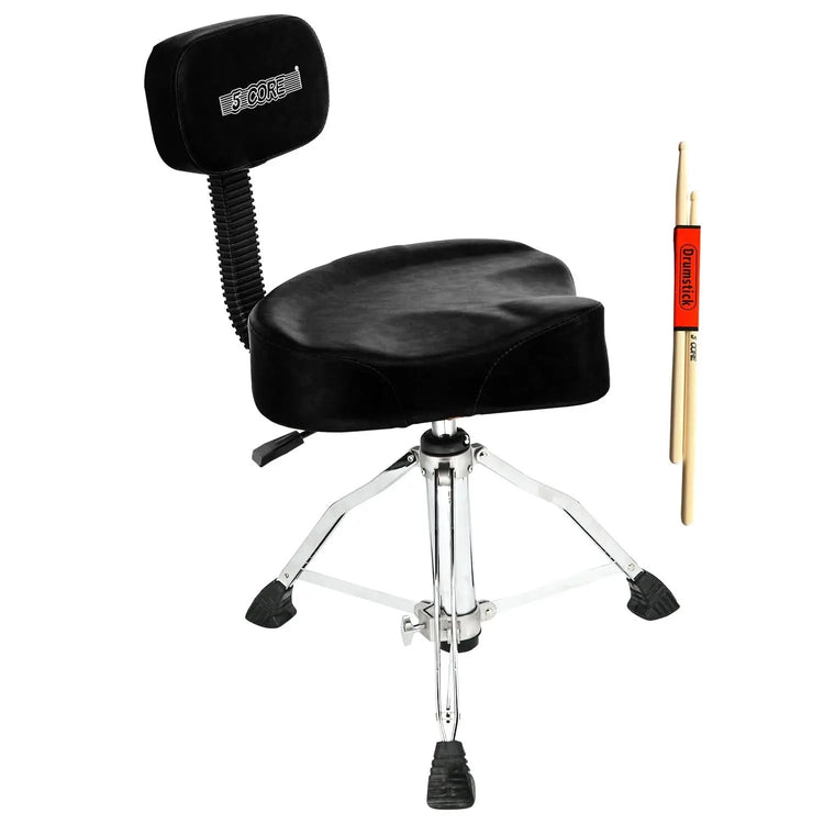 5 Core Drum Throne 4" Padded Seat w Backrest Airlift Adjustable Chair Ergonomic Drummer Stool - HONORABLE VETERANS SOLUTIONS
