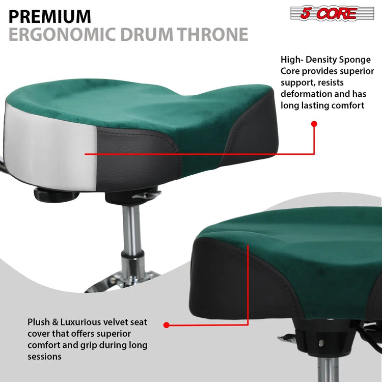 5 Core Drum Throne 4" Padded Seat w Backrest Airlift Adjustable Chair Ergonomic Drummer Stool - HONORABLE VETERANS SOLUTIONS