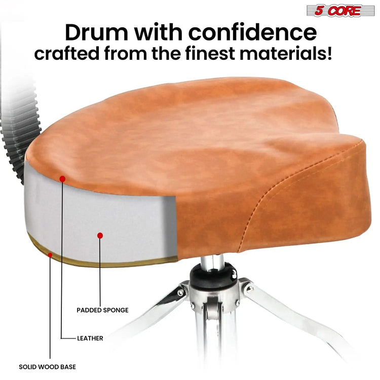 5 Core Drum Throne 4" Padded Seat w Backrest Airlift Adjustable Chair Ergonomic Drummer Stool - HONORABLE VETERANS SOLUTIONS