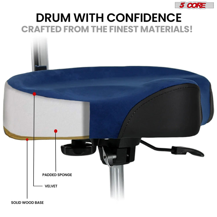 5 Core Drum Throne 4" Padded Seat w Backrest Airlift Adjustable Chair Ergonomic Drummer Stool - HONORABLE VETERANS SOLUTIONS
