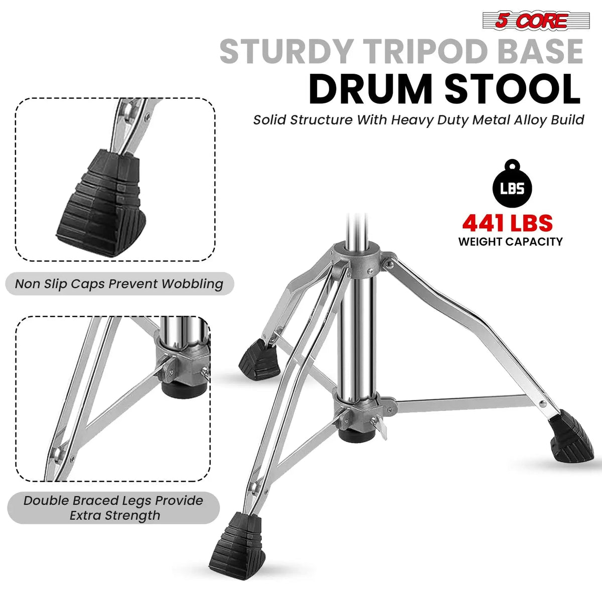 5 Core Drum Throne 4" Padded Seat w Backrest Airlift Adjustable Chair Ergonomic Drummer Stool - HONORABLE VETERANS SOLUTIONS