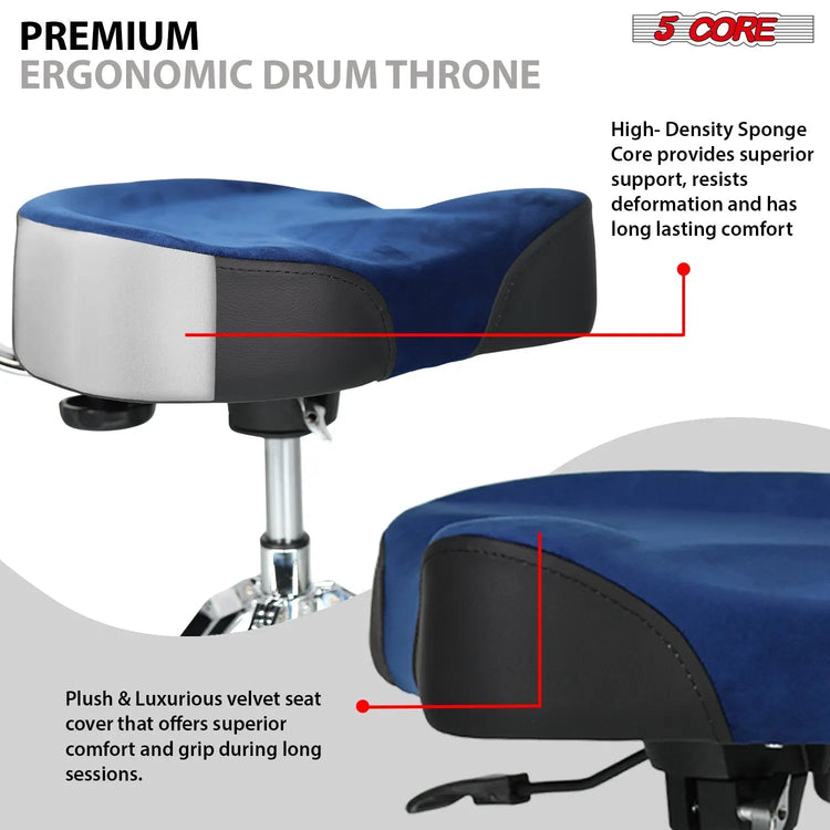 5 Core Drum Throne 4" Padded Seat w Backrest Airlift Adjustable Chair Ergonomic Drummer Stool - HONORABLE VETERANS SOLUTIONS
