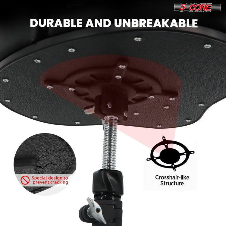 5 Core Drum Throne 4" Padded Split Spine Support 4 Legged 441Lb Capacity Drummer Stool - HONORABLE VETERANS SOLUTIONS