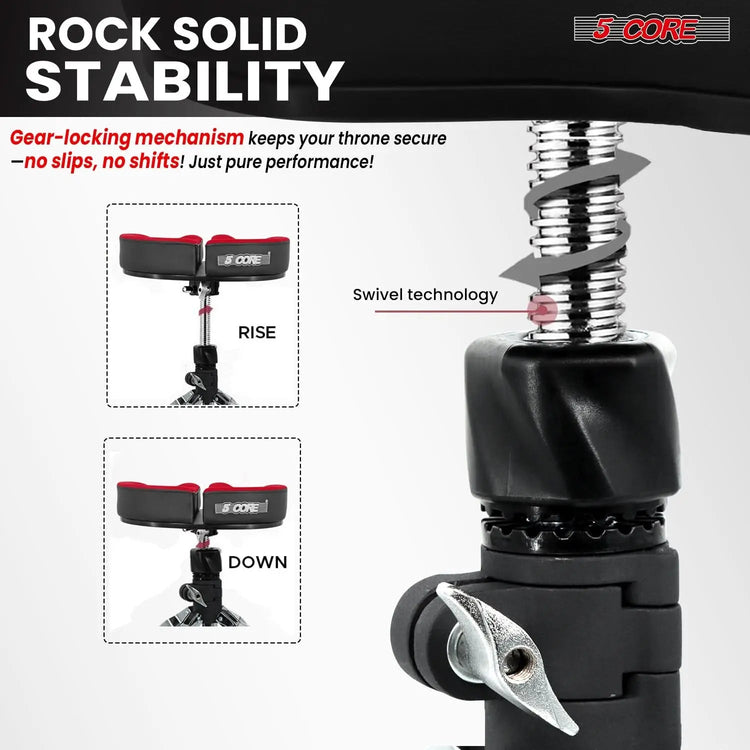 5 Core Drum Throne 4" Padded Split Spine Support 4 Legged 441Lb Capacity Drummer Stool - HONORABLE VETERANS SOLUTIONS