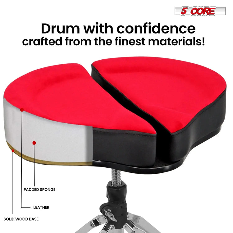 5 Core Drum Throne 4" Padded Split Spine Support 4 Legged 441Lb Capacity Drummer Stool - HONORABLE VETERANS SOLUTIONS