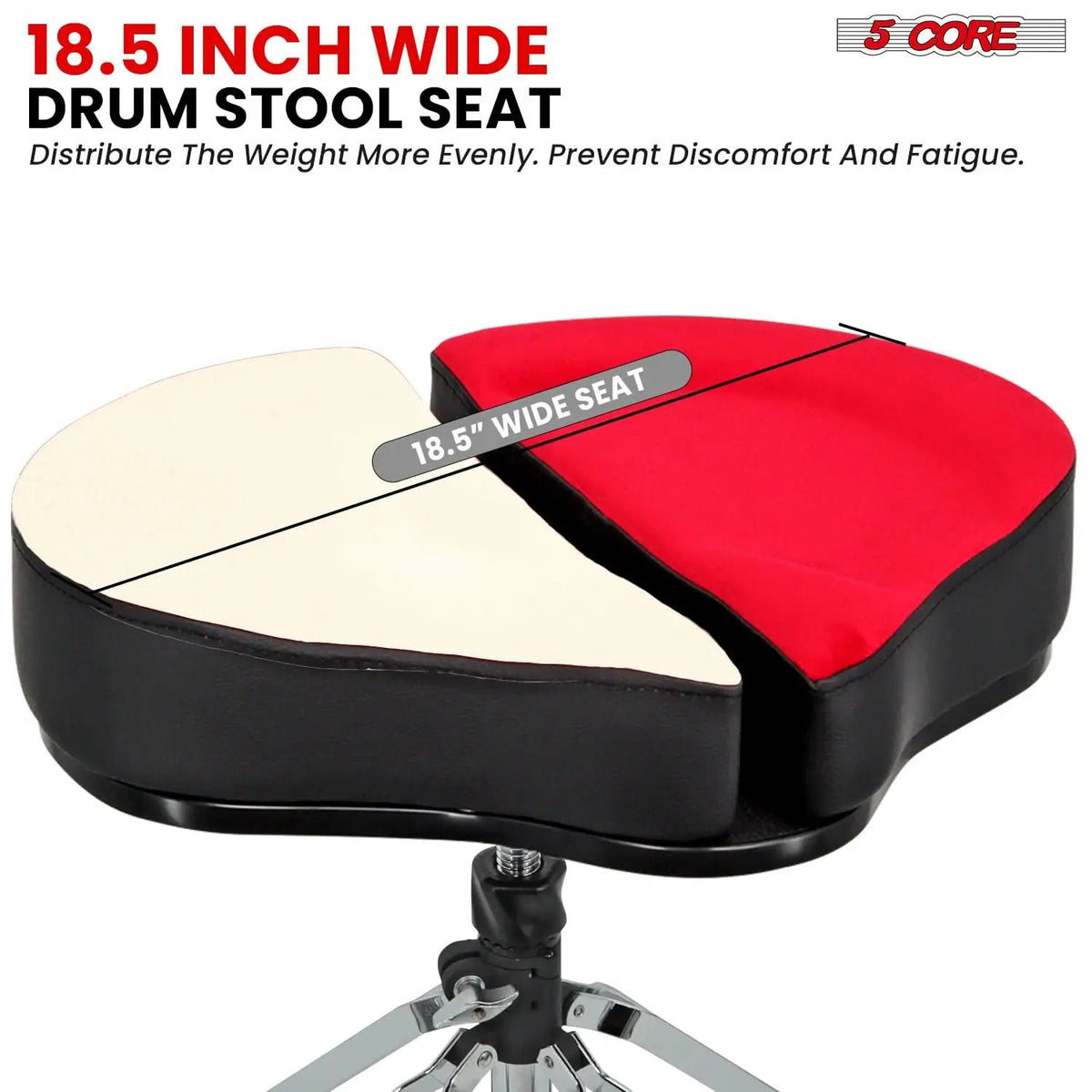 5 Core Drum Throne 4" Padded Split Spine Support 4 Legged 441Lb Capacity Drummer Stool - HONORABLE VETERANS SOLUTIONS