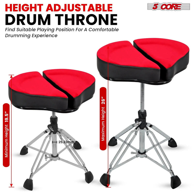 5 Core Drum Throne 4" Padded Split Spine Support 4 Legged 441Lb Capacity Drummer Stool - HONORABLE VETERANS SOLUTIONS