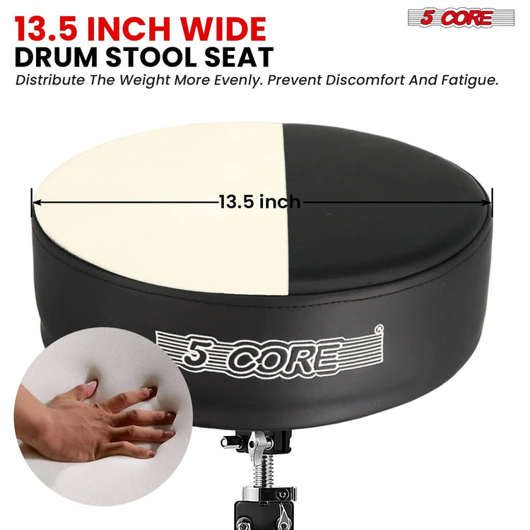 5 Core Drum Throne 4" Thick Padded Guitar Stool 400Lb Capacity Drummer Chair Swivel Adjustable - HONORABLE VETERANS SOLUTIONS