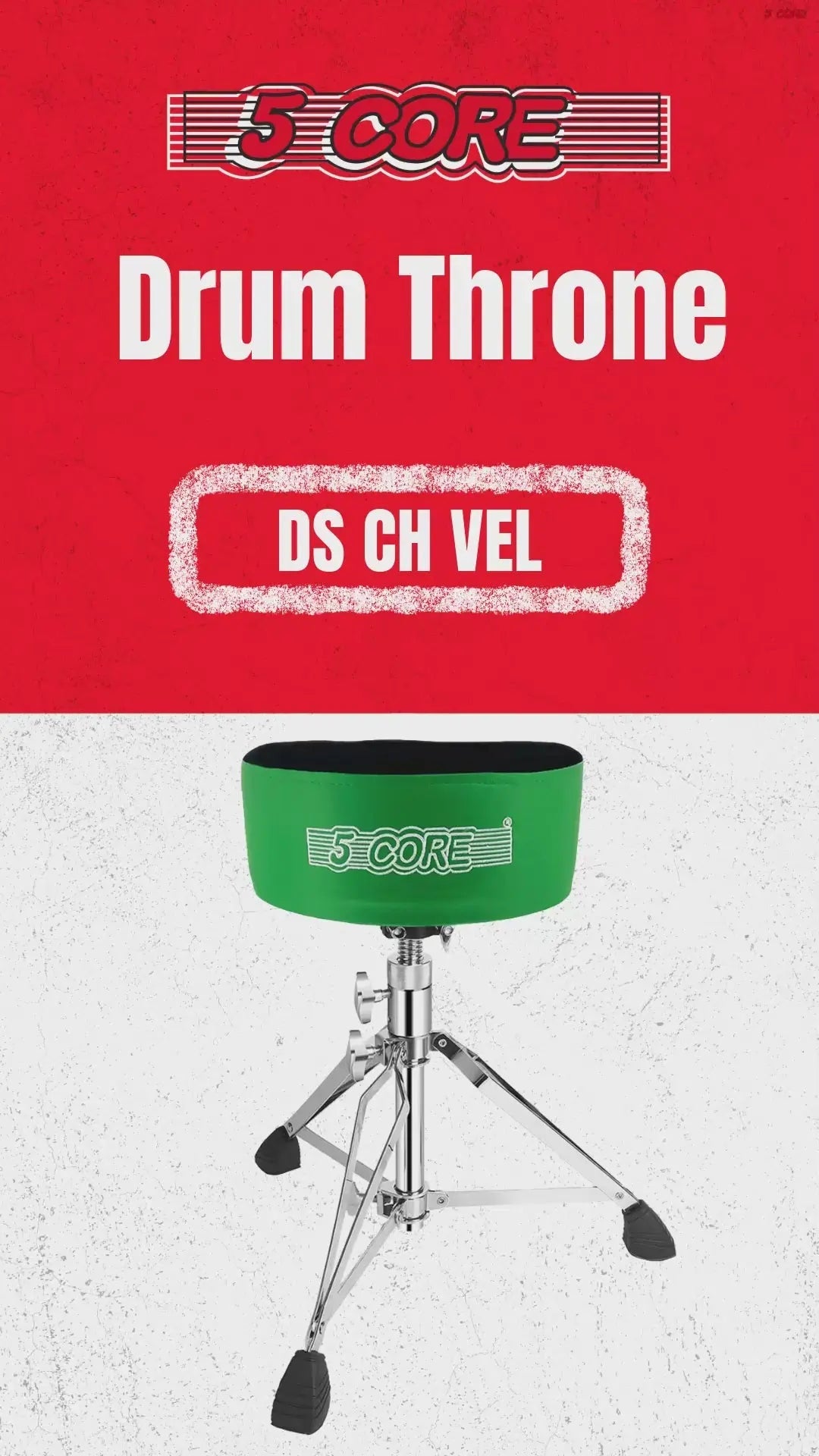 5 Core Drum Throne 5" Padded Drummer Seat Adjustable Drumming Chair w Luxury Velvet Top - HONORABLE VETERANS SOLUTIONS