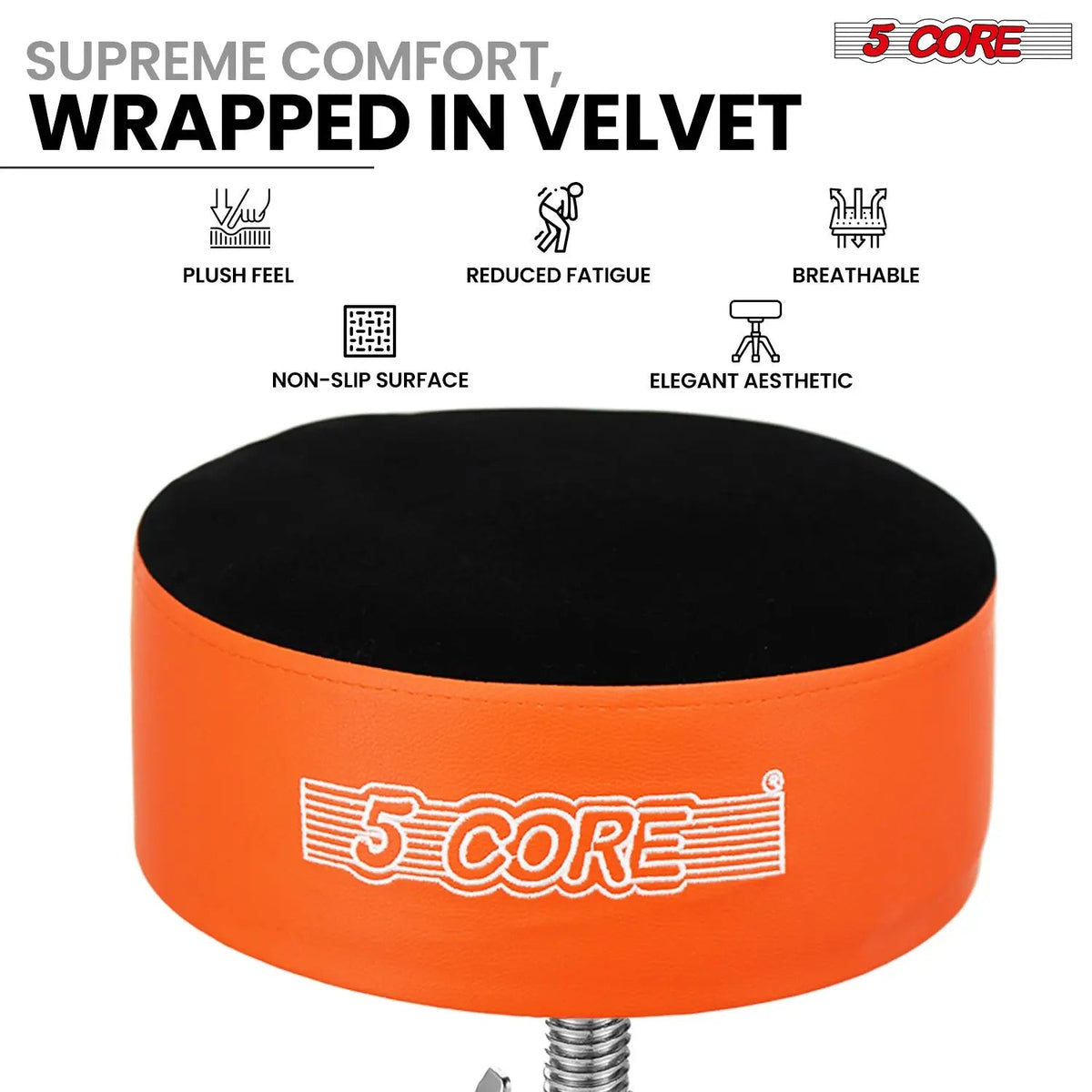 5 Core Drum Throne 5" Padded Drummer Seat Adjustable Drumming Chair w Luxury Velvet Top - HONORABLE VETERANS SOLUTIONS