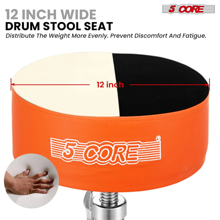 5 Core Drum Throne 5" Padded Drummer Seat Adjustable Drumming Chair w Luxury Velvet Top - HONORABLE VETERANS SOLUTIONS