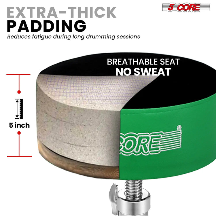 5 Core Drum Throne 5" Padded Drummer Seat Adjustable Drumming Chair w Luxury Velvet Top - HONORABLE VETERANS SOLUTIONS