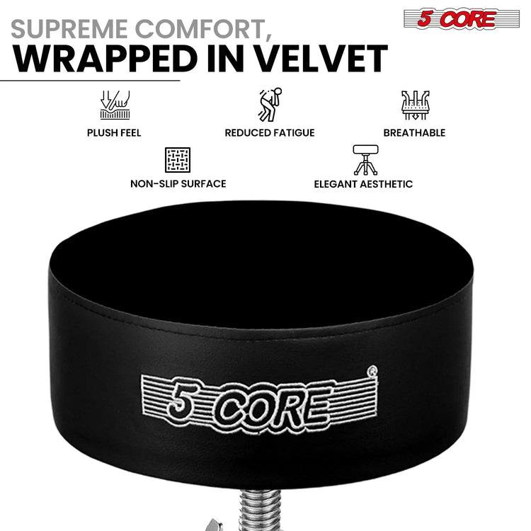 5 Core Drum Throne 5" Padded Drummer Seat Adjustable Drumming Chair w Luxury Velvet Top - HONORABLE VETERANS SOLUTIONS