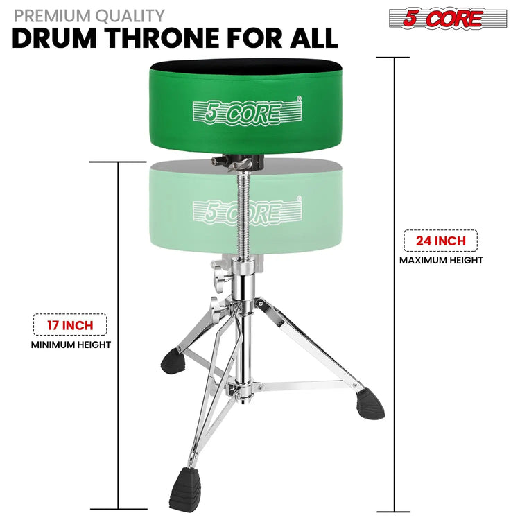 5 Core Drum Throne 5" Padded Drummer Seat Adjustable Drumming Chair w Luxury Velvet Top - HONORABLE VETERANS SOLUTIONS