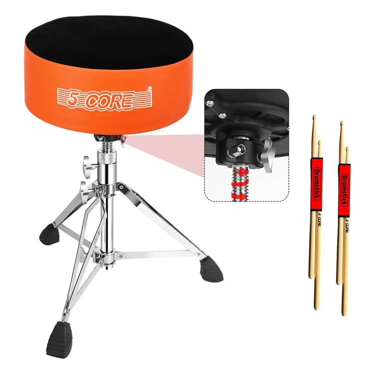 5 Core Drum Throne 5" Padded Drummer Seat Adjustable Drumming Chair w Luxury Velvet Top - HONORABLE VETERANS SOLUTIONS
