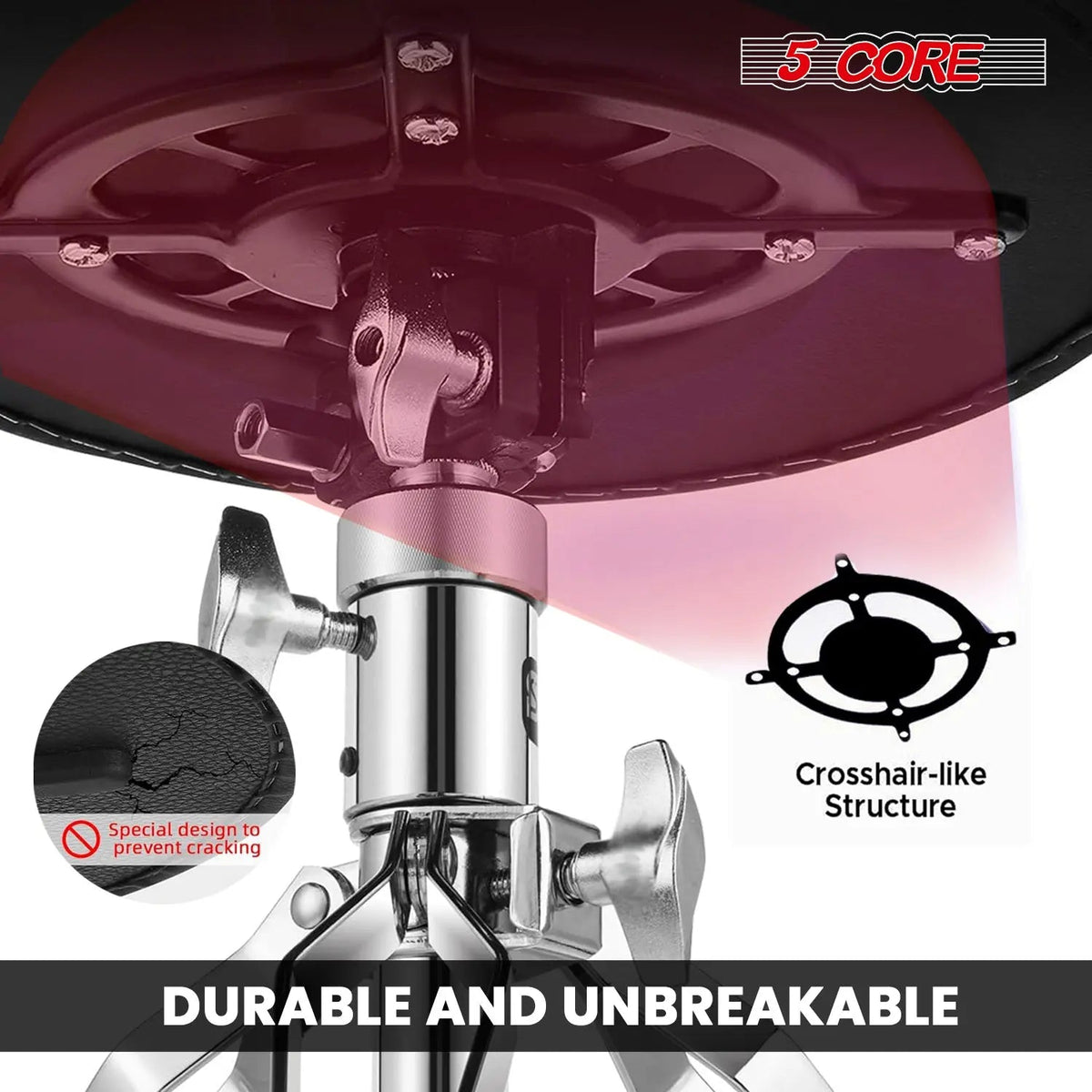 5 Core Drum Throne 5" Padded Drummer Seat Adjustable Drumming Chair w Luxury Velvet Top - HONORABLE VETERANS SOLUTIONS