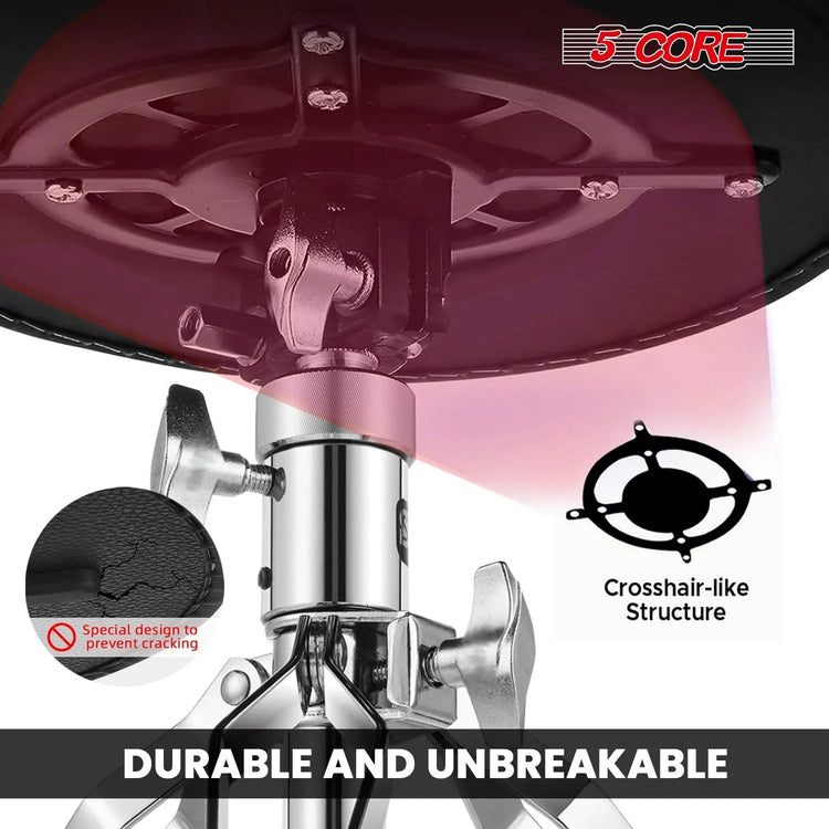 5 Core Drum Throne 5" Padded Drummer Seat Adjustable Drumming Chair w Luxury Velvet Top - HONORABLE VETERANS SOLUTIONS