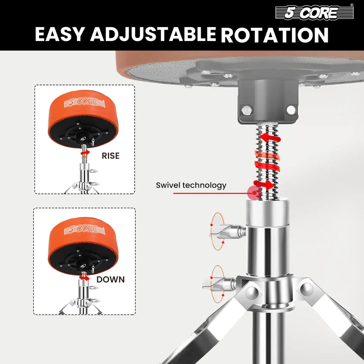 5 Core Drum Throne 5" Padded Drummer Seat Adjustable Drumming Chair w Luxury Velvet Top - HONORABLE VETERANS SOLUTIONS