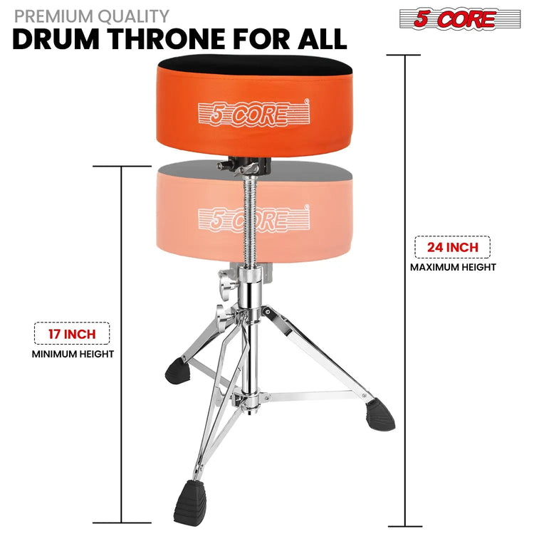 5 Core Drum Throne 5" Padded Drummer Seat Adjustable Drumming Chair w Luxury Velvet Top - HONORABLE VETERANS SOLUTIONS