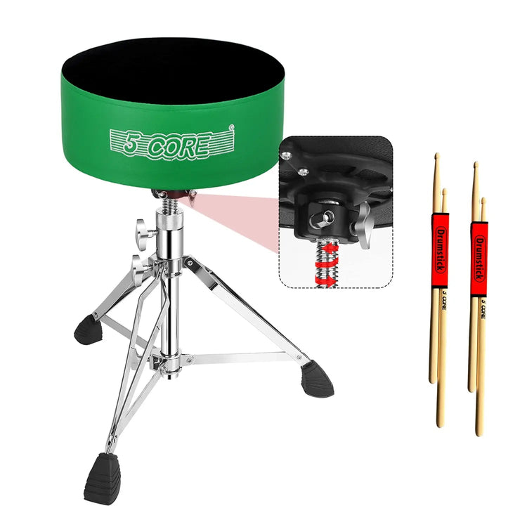 5 Core Drum Throne 5" Padded Drummer Seat Adjustable Drumming Chair w Luxury Velvet Top - HONORABLE VETERANS SOLUTIONS