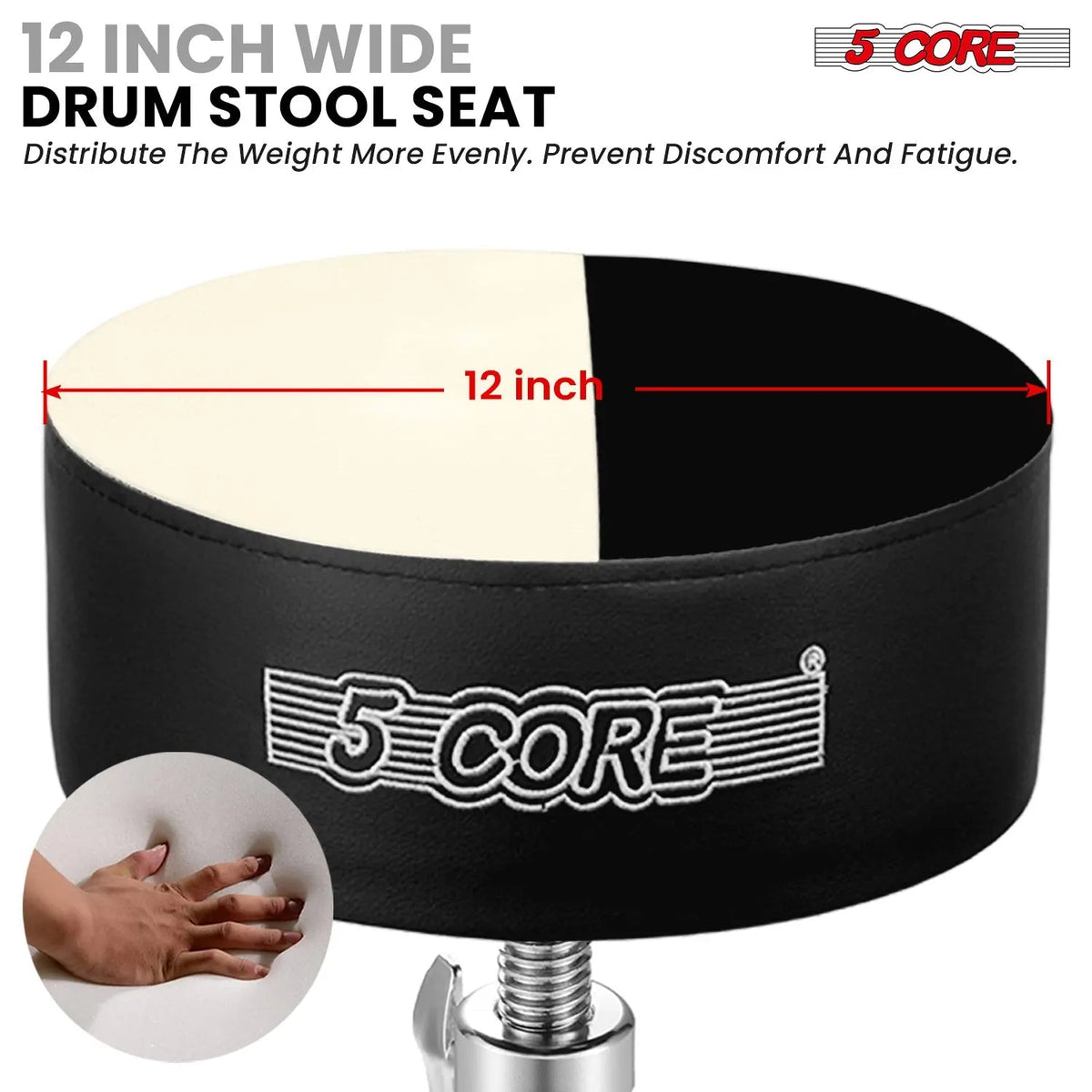 5 Core Drum Throne 5" Padded Drummer Seat Adjustable Drumming Chair w Luxury Velvet Top - HONORABLE VETERANS SOLUTIONS