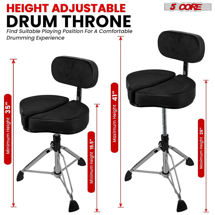 5 Core Drum Throne 5" Padded Split Spine Support 4 Legged 441Lb Capacity Stool w Backrest - HONORABLE VETERANS SOLUTIONS
