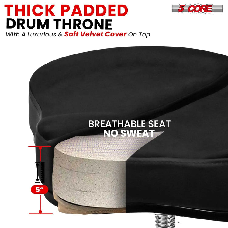 5 Core Drum Throne 5" Padded Split Spine Support 4 Legged 441Lb Capacity Stool w Backrest - HONORABLE VETERANS SOLUTIONS