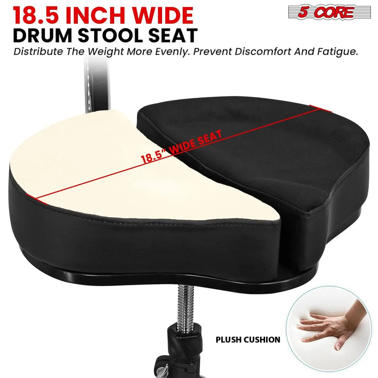 5 Core Drum Throne 5" Padded Split Spine Support 4 Legged 441Lb Capacity Stool w Backrest - HONORABLE VETERANS SOLUTIONS