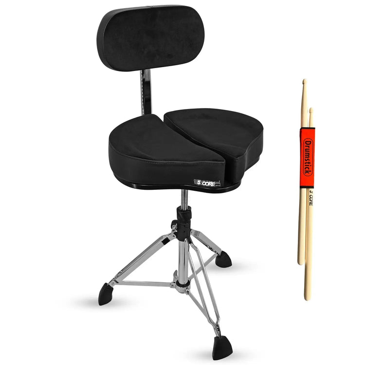 5 Core Drum Throne 5" Padded Split Spine Support 4 Legged 441Lb Capacity Stool w Backrest - HONORABLE VETERANS SOLUTIONS