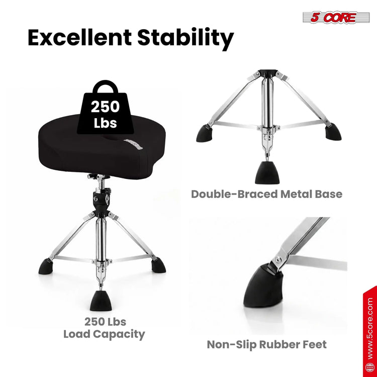 5 Core Drum Throne w 4.5" Padded Stool Adjustable Drummer Chair - HONORABLE VETERANS SOLUTIONS