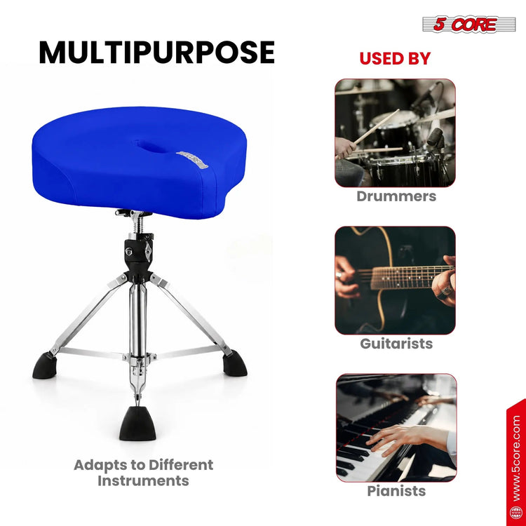 5 Core Drum Throne w 4.5" Padded Stool Adjustable Drummer Chair - HONORABLE VETERANS SOLUTIONS