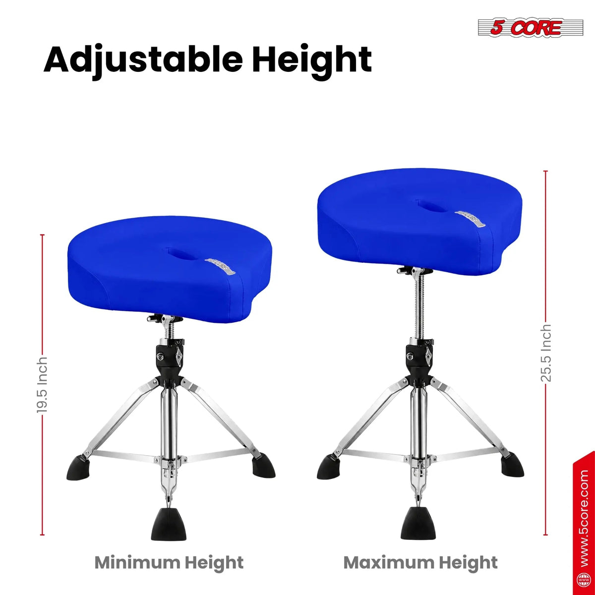 5 Core Drum Throne w 4.5" Padded Stool Adjustable Drummer Chair - HONORABLE VETERANS SOLUTIONS