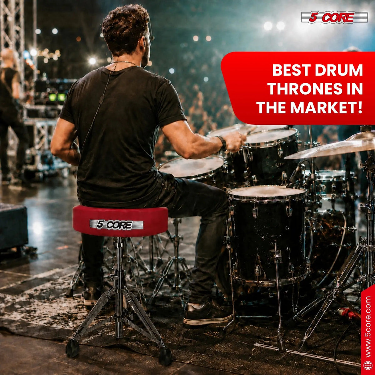 5 Core Drum Throne w 4.5" Padded Stool Adjustable Drummer Chair - HONORABLE VETERANS SOLUTIONS