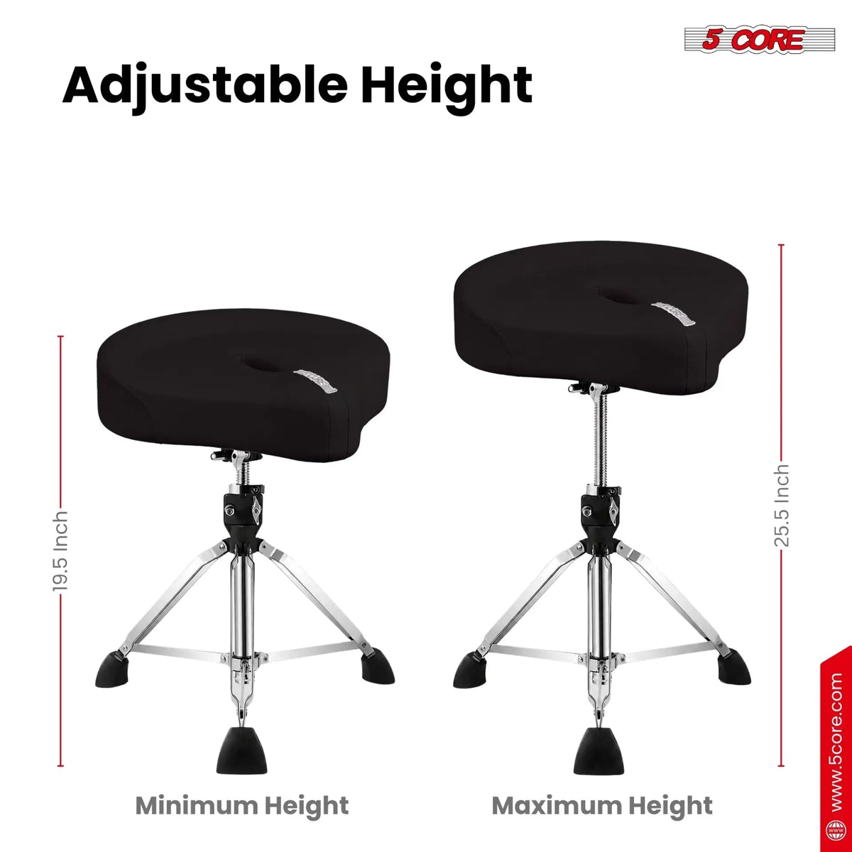 5 Core Drum Throne w 4.5" Padded Stool Adjustable Drummer Chair - HONORABLE VETERANS SOLUTIONS