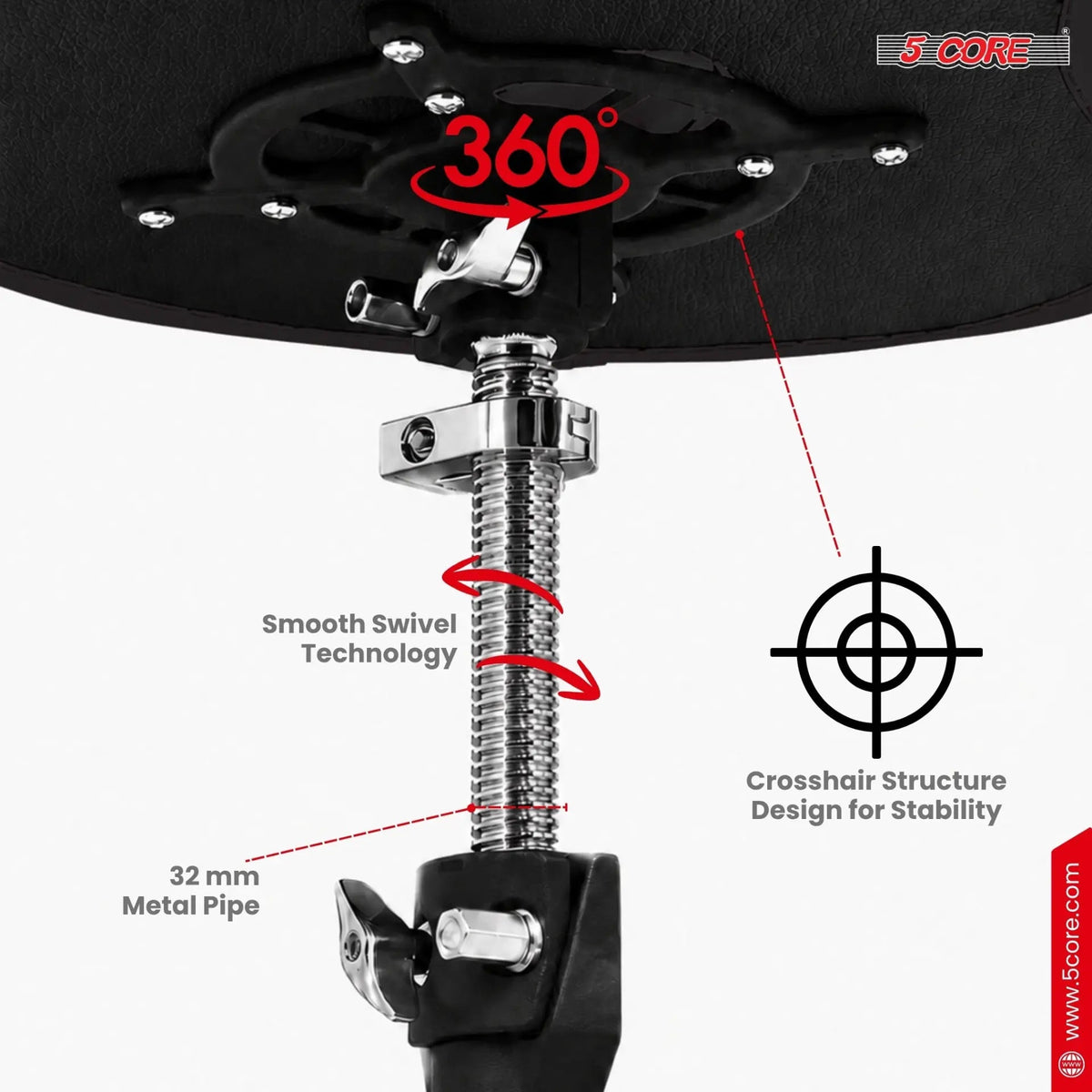 5 Core Drum Throne w 4.5" Padded Stool Adjustable Drummer Chair - HONORABLE VETERANS SOLUTIONS