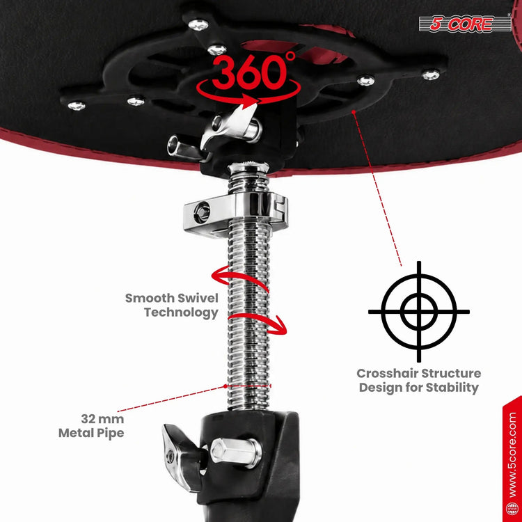 5 Core Drum Throne w 4.5" Padded Stool Adjustable Drummer Chair - HONORABLE VETERANS SOLUTIONS