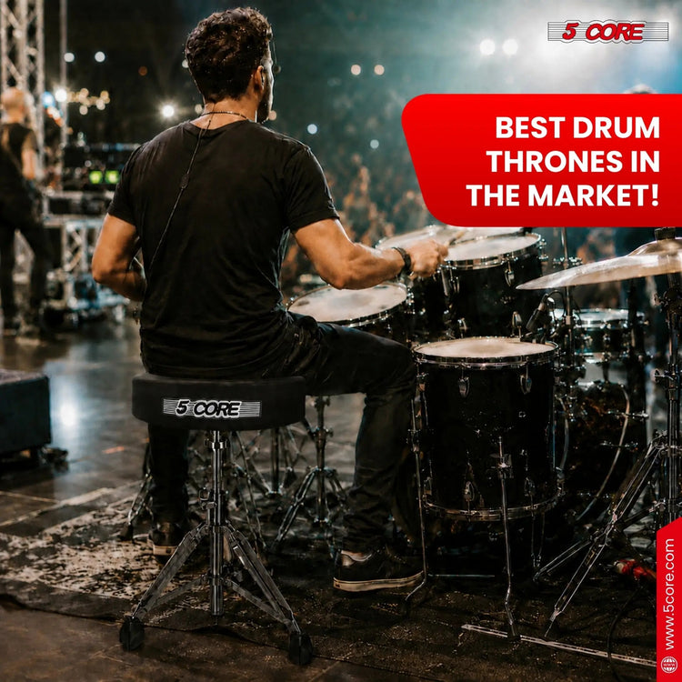 5 Core Drum Throne w 4.5" Padded Stool Adjustable Drummer Chair - HONORABLE VETERANS SOLUTIONS