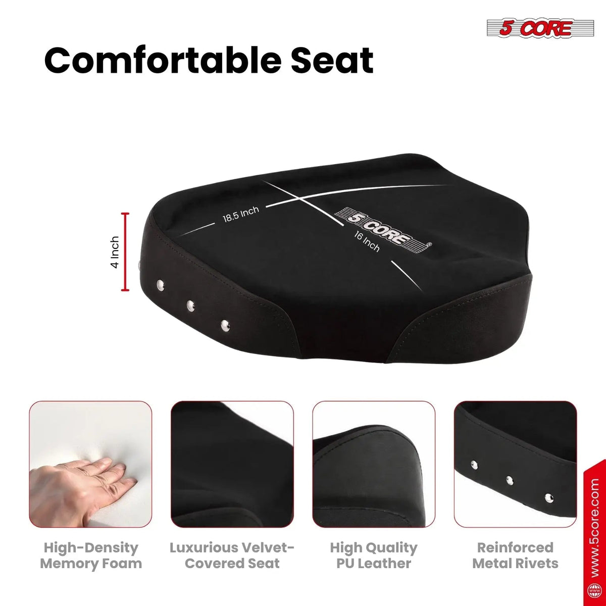 5 Core Drum Throne w Backrest 4" Padded Stool Airlift Adjustable Drummer Chair - HONORABLE VETERANS SOLUTIONS