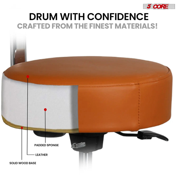 5 Core Drum Throne w Backrest 4" Padded Stool Airlift Adjustable Drummer Chair - HONORABLE VETERANS SOLUTIONS