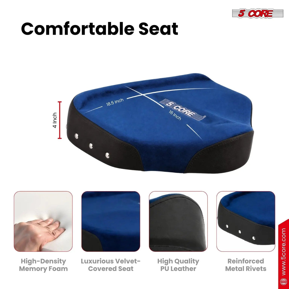 5 Core Drum Throne w Backrest 4" Padded Stool Airlift Adjustable Drummer Chair - HONORABLE VETERANS SOLUTIONS