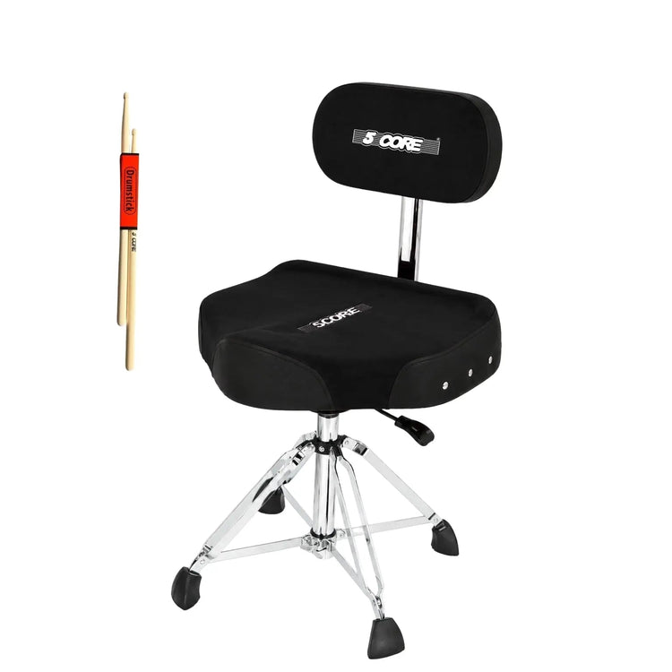 5 Core Drum Throne w Backrest 4" Padded Stool Airlift Adjustable Drummer Chair - HONORABLE VETERANS SOLUTIONS