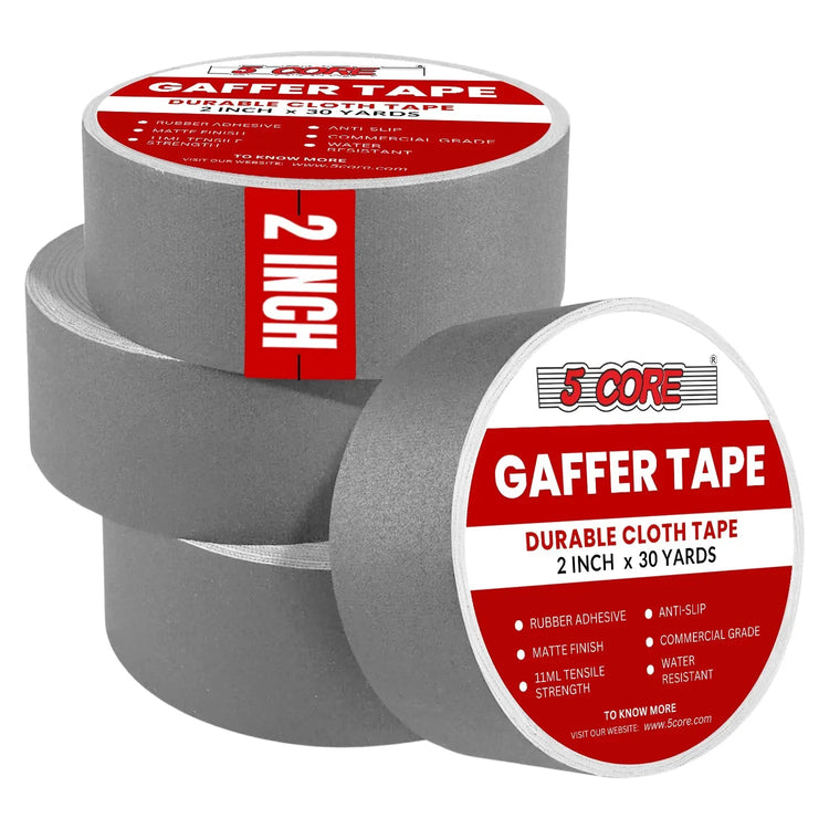 5 Core Gaffers Tape 2" 30 Yards 4Pcs Professional Grey Pro Gaff Tape Non Reflective Water Resistant - HONORABLE VETERANS SOLUTIONS