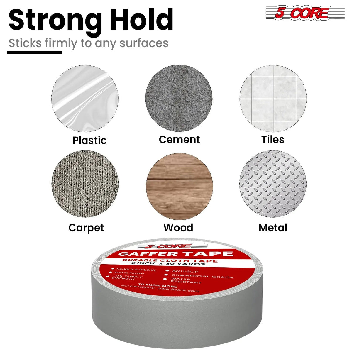 5 Core Gaffers Tape 2" 30 Yards 4Pcs Professional Grey Pro Gaff Tape Non Reflective Water Resistant - HONORABLE VETERANS SOLUTIONS