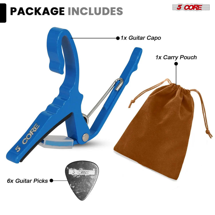 5 Core Guitar Capo Quick Change Acoustic Electric String Clip Banjo Mandolin Or Ukulele - HONORABLE VETERANS SOLUTIONS