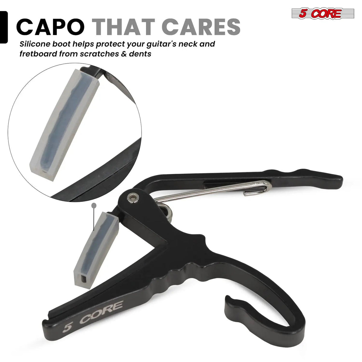 5 Core Guitar Capo Quick Change Acoustic Electric String Clip Banjo Mandolin Or Ukulele - HONORABLE VETERANS SOLUTIONS