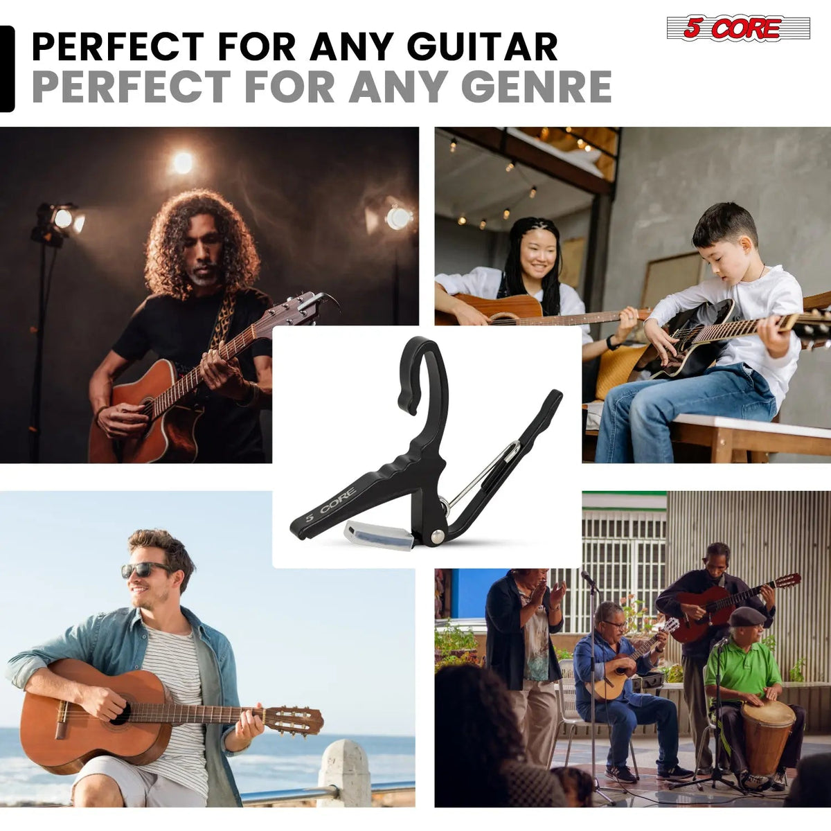 5 Core Guitar Capo Quick Change Acoustic Electric String Clip Banjo Mandolin Or Ukulele - HONORABLE VETERANS SOLUTIONS