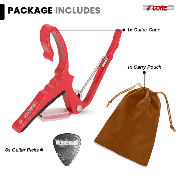 5 Core Guitar Capo Quick Change Acoustic Electric String Clip Banjo Mandolin Or Ukulele - HONORABLE VETERANS SOLUTIONS